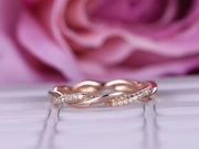 0.50 Carat 10k Rose Gold Wedding Band with Diamonds Anniversary Ring Stackable Twisted Band