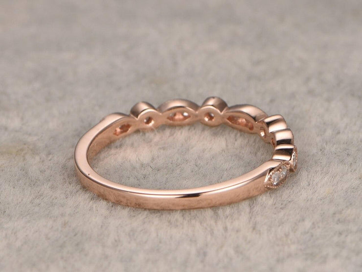 0.50 Half Eternity Wedding Ring 10k Rose Gold Beautiful Twist Curve Wedding Ring Band
