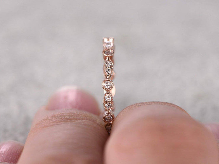 0.50 Carat RIng Wedding Band with Diamonds Anniversary Ring Milgrain Design Art Deco