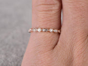 0.50 Carat 10k Rose Gold Wedding Band with Diamonds Anniversary Ring Milgrain Design Art Deco