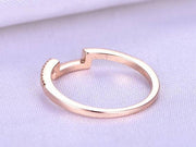 0.50 Carat 10k Rose Gold Wedding Band with Diamonds Anniversary Ring Curved Stretch Design Antique Style Band