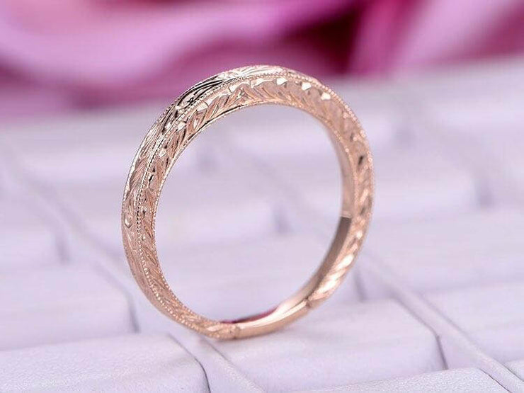 Solid 10k Infinity Eternity Wedding Ring Antique Art Deco Design Anniversary Ring Bridal Ring