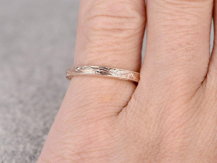 Solid 10k Infinity Eternity Wedding Ring Antique Art Deco Design Anniversary Ring Bridal Ring