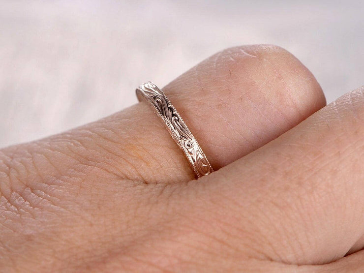 Solid 10k Infinity Eternity Wedding Ring Antique Art Deco Design Anniversary Ring Bridal Ring
