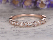 0.25 Carat Wedding Band Flower Design Antique Style in Solid 10k Rose Gold