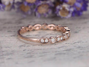 0.25 Carat Wedding Band Flower Design Antique Style in Solid 10k Rose Gold