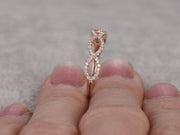 0.50 Carat 10k Rose Gold Wedding Ring Curved Loop Flower Floral Stackable Band