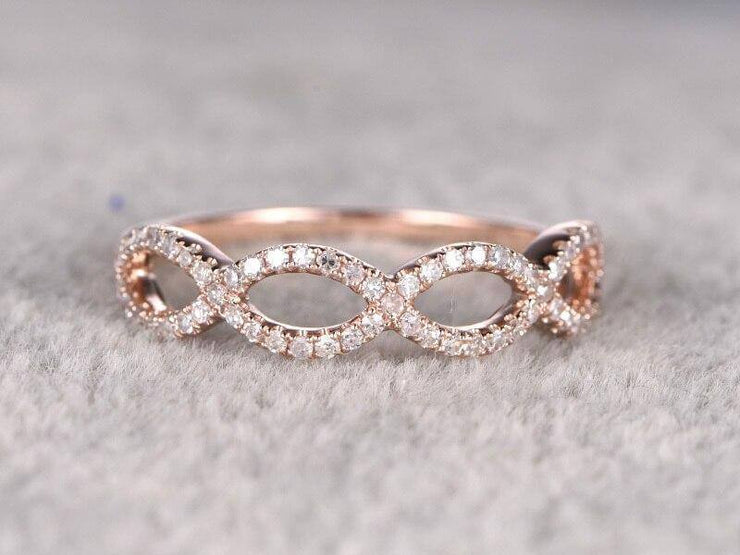 0.50 Carat Wedding Ring Curved Loop Flower Floral Stackable Band