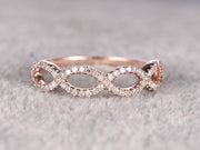 0.50 Carat 10k Rose Gold Wedding Ring Curved Loop Flower Floral Stackable Band