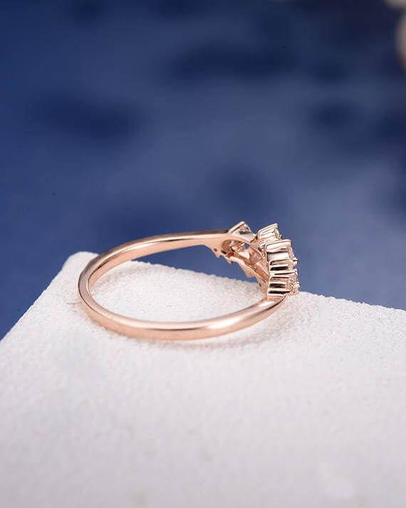 0.50 Carat Moissanite Cluster Ring Twig Engagement Ring Floral Unique Wedding Band Snowflake Design
