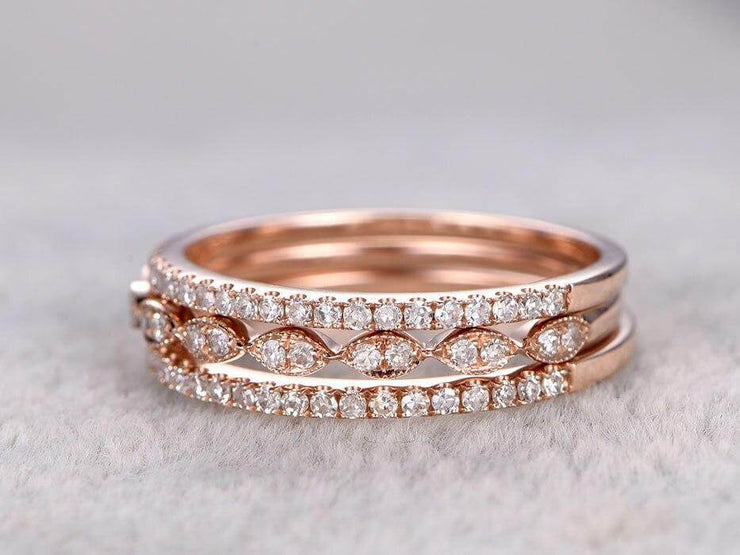 1.50 Carat 3 wedding Ring sets Wedding Band Stackable Ring sets