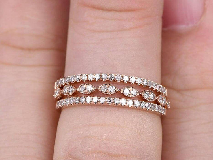1.50 Carat 3 wedding Ring sets Wedding Band Stackable Ring sets