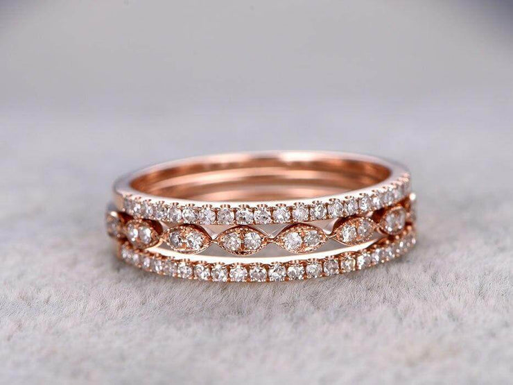 1.50 Carat 3 wedding Ring sets Wedding Band Stackable Ring sets