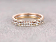 1.50 Carat 3 wedding Ring set Straight Wedding Band Stackable Ring set 10k Rose Gold and White Gold