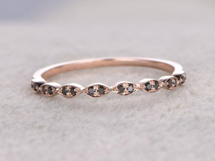 0.25 Carat Art Deco Style Black Diamond Wedding Ring Wedding Band 