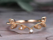 0.25 Carat 10k Rose Gold Wedding Band in Flower Design Antique Style Band