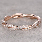 0.50 Carat 10k Rose Gold Anniversary Ring Band with Diamonds Stackable Twisted Band