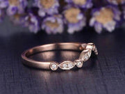 0.25 Carat Ring Wedding Band with Diamonds Anniversary Ring Antique Flower V Design Antique Style Band