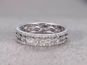 1.50 Carat 3 wedding Ring set Wedding Band Stackable Ring set 10k White Gold Anniversary Ring Bridal Ring