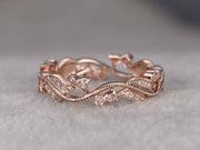 0.50 Carat Diamond Wedding Ring Solid 10k Rose Gold Full Eternity Milgrain Floral Anniversary ring