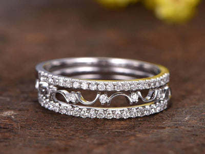 1.50 Carat 3 wedding Ring set Anniversary Band Stackable Ring set