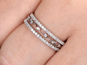 1.50 Carat 3 wedding Ring set Wedding Band Stackable Ring set Solid 10k White Gold Anniversary Ring Bridal Ring