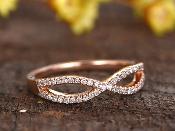 Diamond Wedding Band Curved Infinity Loop 0.50 Carat Real Natural Diamonds