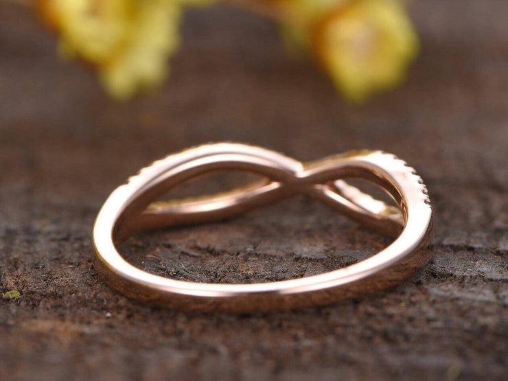 Diamond Wedding Band Curved Infinity Loop 0.50 Carat Real Natural Diamonds