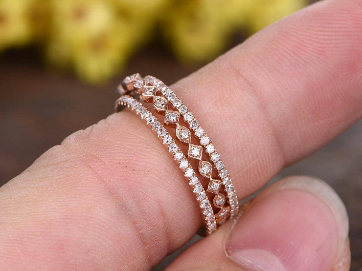 1.50 Carat 3 wedding Ring set Wedding Band set 