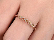 0.25 Carat Citrine Floral Wedding band Solid 10k rose gold bridal ring stacking matching bandpromise ring