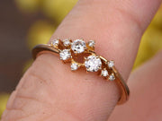0.40 Carat Diamond Wedding Band engagement ring Stackable ring Deco floral ring Solid 10k Rose Gold