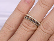 1.00 Carat 3 Wedding rings set Black and White diamonds wedding ring Solid 10k Rose gold