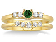 1.25 Carat Emerald Affordable Bridal Set on 10k Yellow Gold