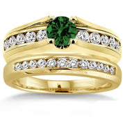 1.25 Carat Emerald Bridal Set on 10k Yellow Gold