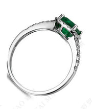 1.25 Carat Green Emerald and Moissanite Diamond Engagement Ring in White Gold