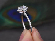 Art Deco 1.50 Carat Halo Wedding Ring in Moissanite and Diamond 