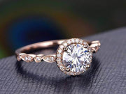 Vintage 1.50 Carat Moissanite and Diamond Halo Ring 