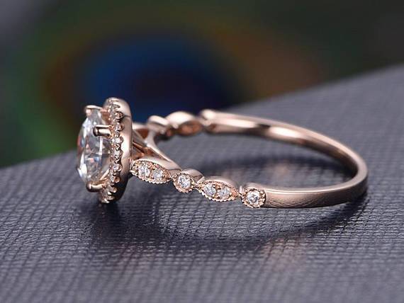 Vintage 1.50 Carat Moissanite and Diamond Halo Ring 