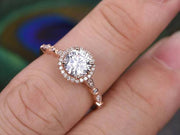 Vintage 1.50 Carat Moissanite and Diamond Halo Ring 