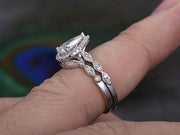 Popular 2 Carat Moissanite and Diamond Artdeco Bridal Set 