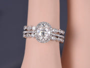 Popular 2.25 Carat Moissanite & Diamond Engagement Trio Ring Set 