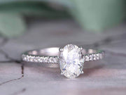 Antique Style Oval cut 1.25 ct Moissanite & Diamond Engagement Ring 