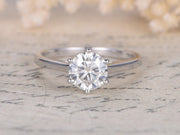 Classic Round Cut Solitaire 1 Ct Moissanite Engagement Ring in White Gold
