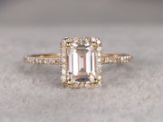 Best 1.25 Ct Moissanite and Diamond Ring with Emerald cut in Yellow Gold
