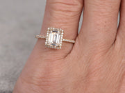 Best 1.25 Ct Moissanite and Diamond Ring with Emerald cut in Yellow Gold
