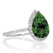 2.5 Carat Pear Cut Emerald Halo Desiger Engagement for Woman on 10k White Gold