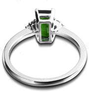 1.50 Carat Green Emerald and Moissanite Diamond Engagement Ring for Her in White Gold