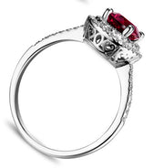 2.50 Carat Ruby and Moissanite Diamond double Halo classic Engagement Ring for Women