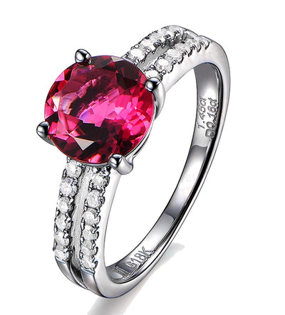 1.50 Carat Ruby and Moissanite Diamond Engagement Ring in White Gold