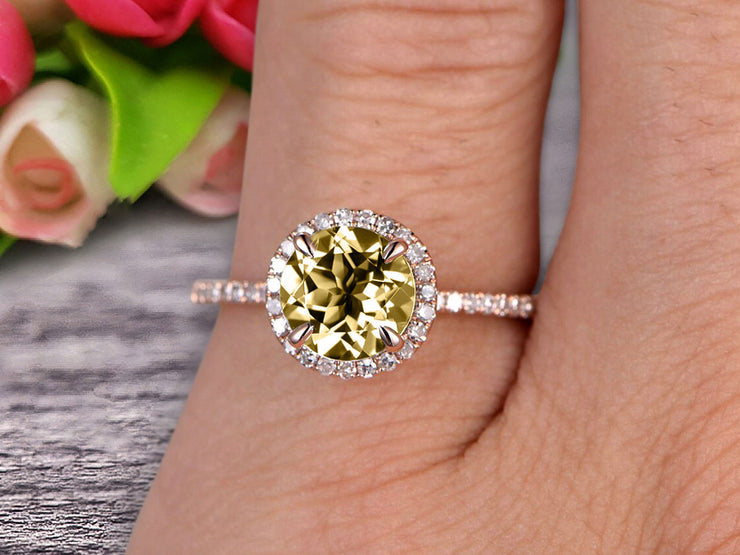 1.50 Carat Round Cut Champagne Diamond Moissanite Engagement Ring Wedding Anniversary Gift On 10k Rose Gold Halo Design